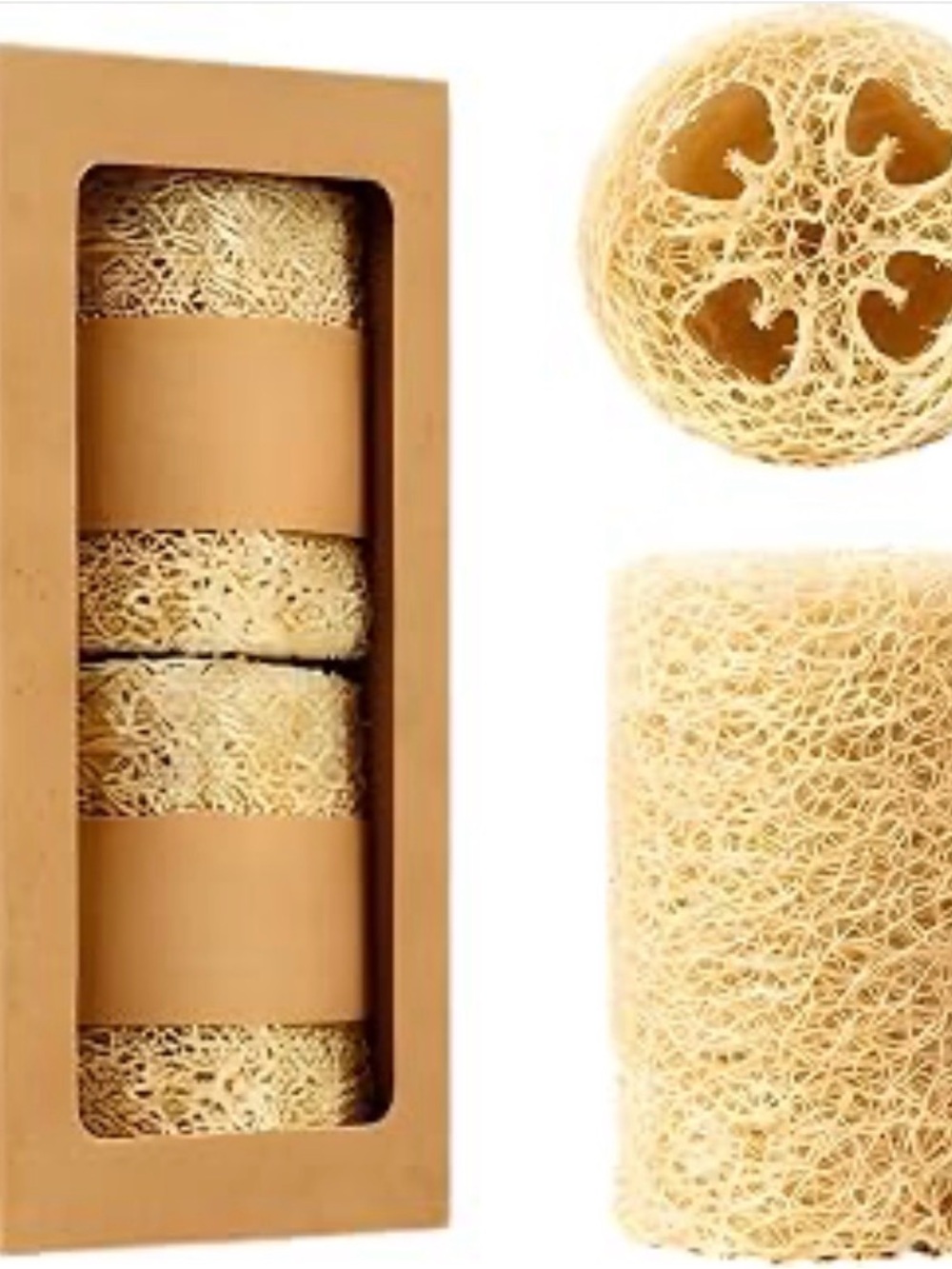 Natural Loofah Exfoliating Sponge - Cream